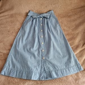 Madewell Chambray Midi Skirt with Pockets sz. 00